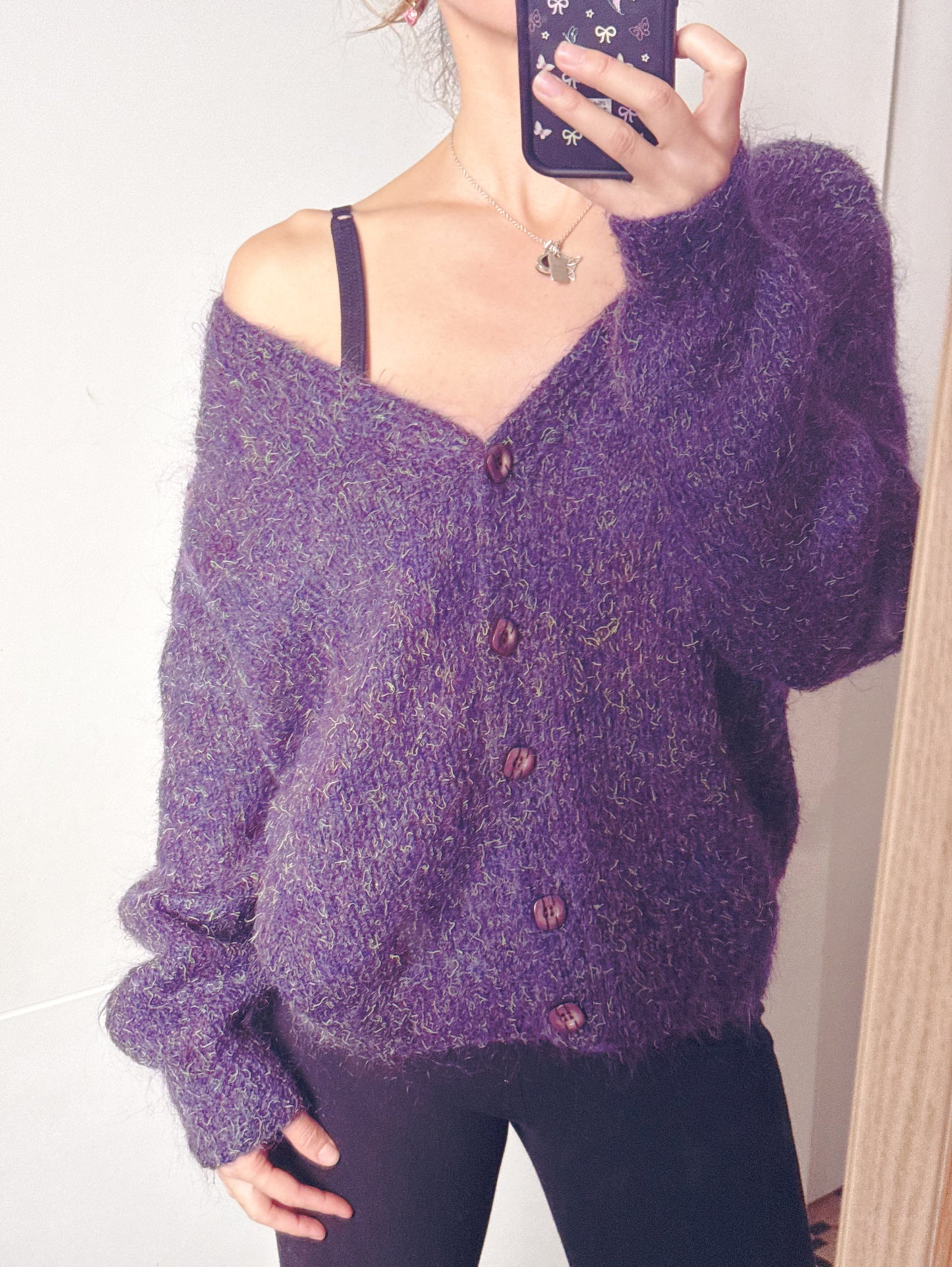 Chaqueta Vintage Morada Doble pelo