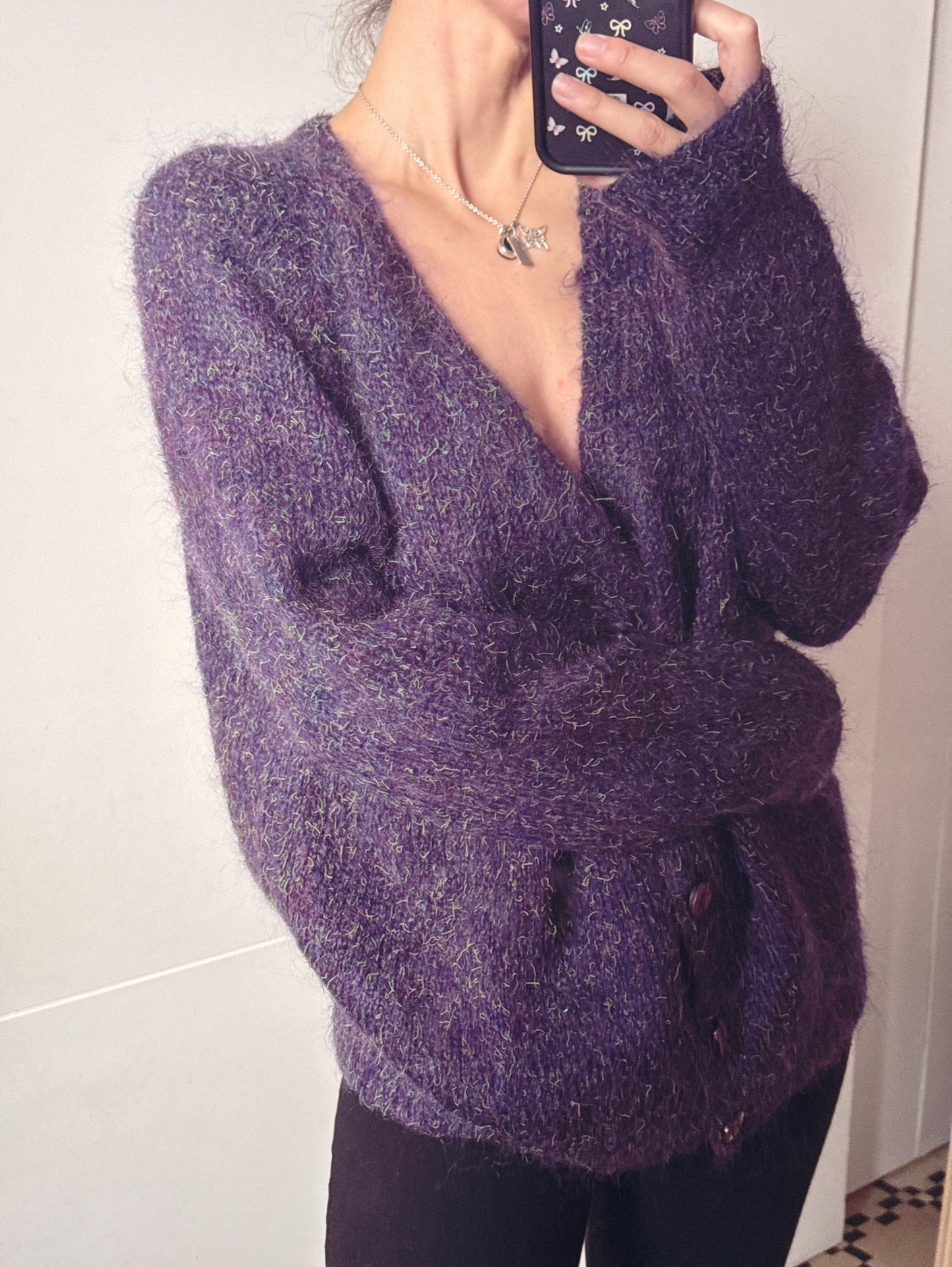 Chaqueta Vintage Morada Doble pelo